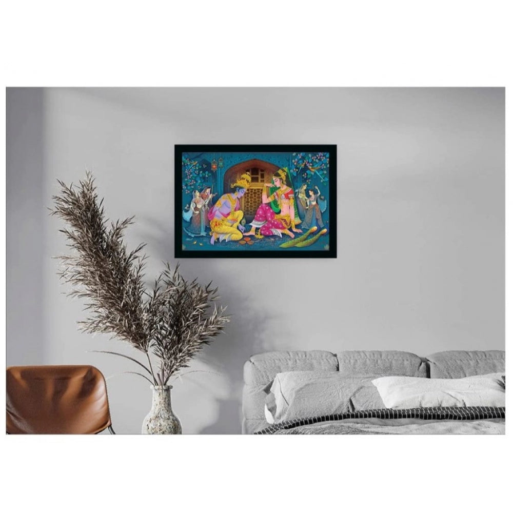 Radha Krishna Painting with Synthetic Photo Frame (Multicolor) - GillKart