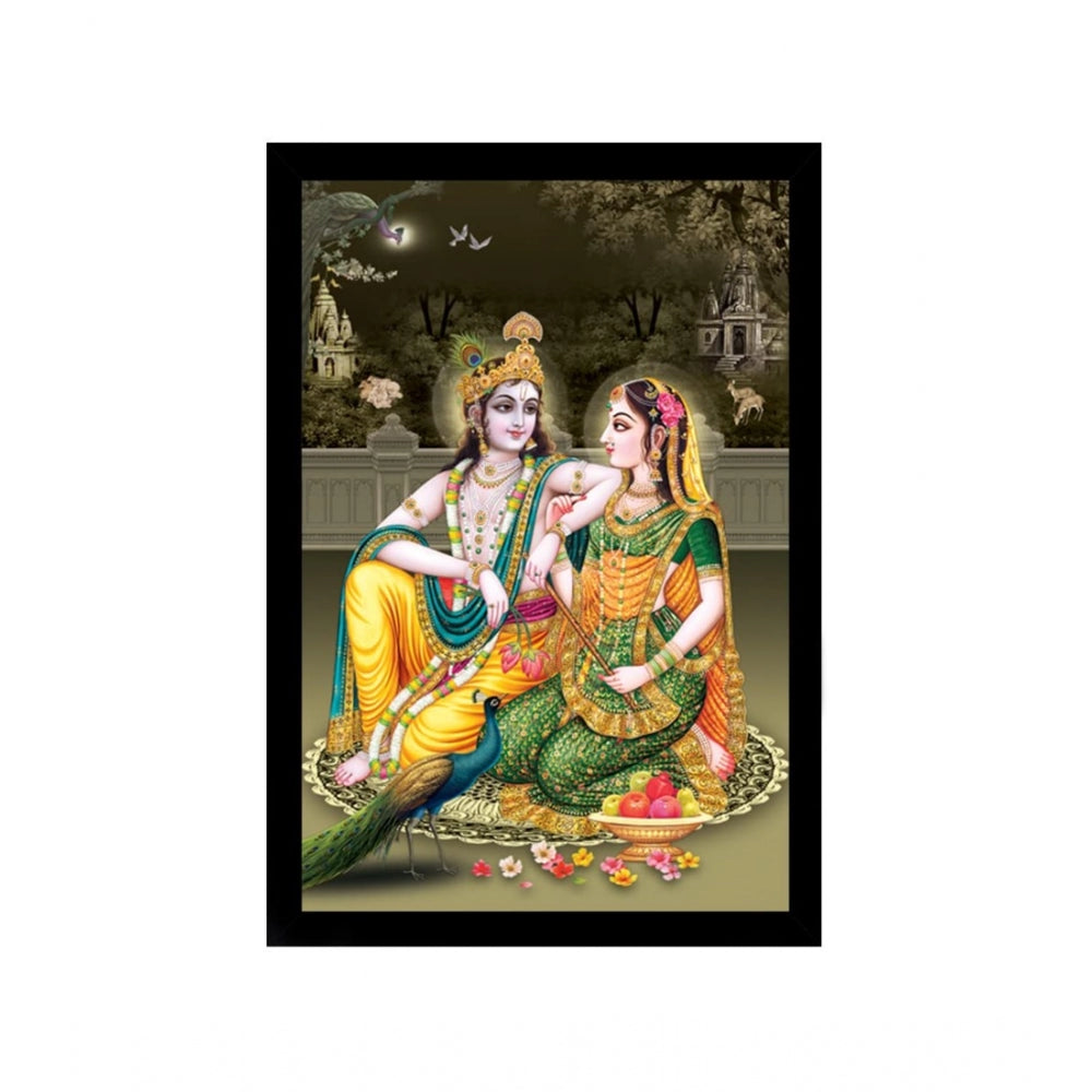 Radha Krishna Painting with Synthetic Photo Frame (Multicolor) - GillKart