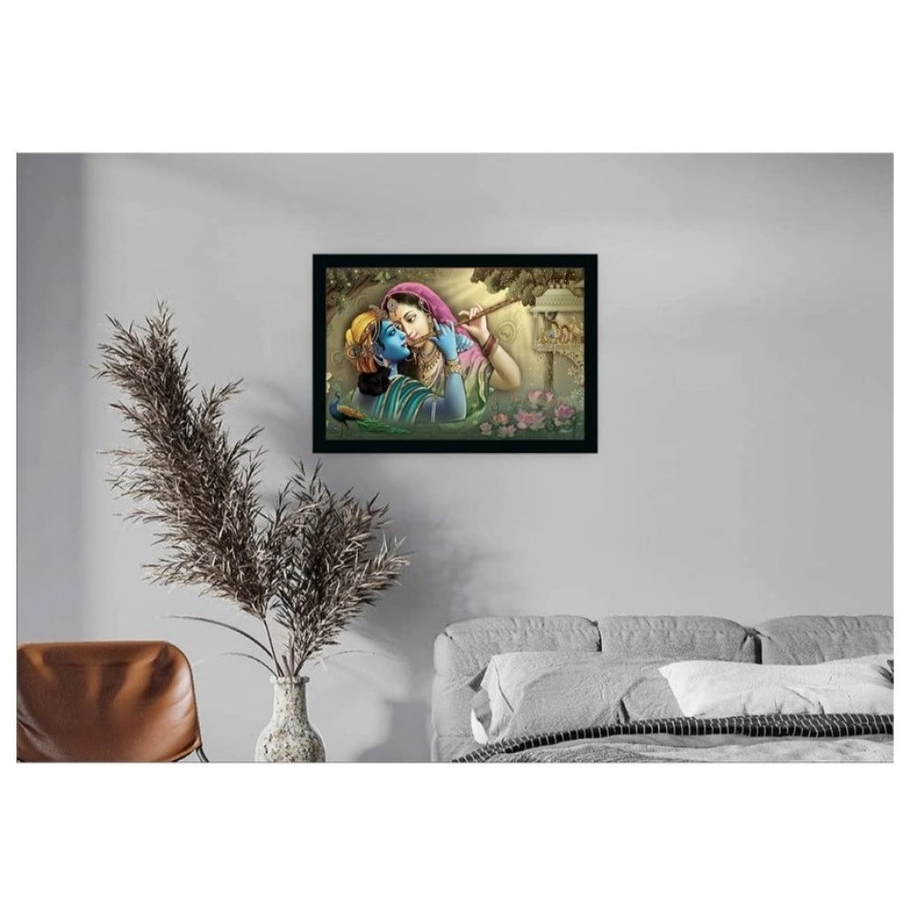 Radha Krishna Painting with Synthetic Photo Frame (Multicolor) - GillKart