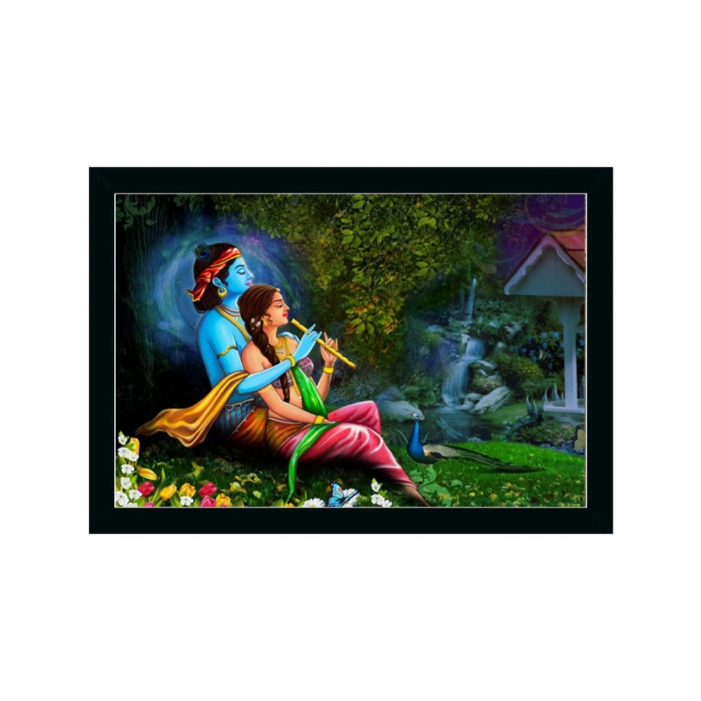 Radha Krishna Painting with Synthetic Photo Frame (Multicolor) - GillKart