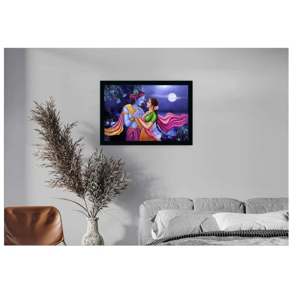 Radha Krishna Painting with Synthetic Photo Frame (Multicolor) - GillKart