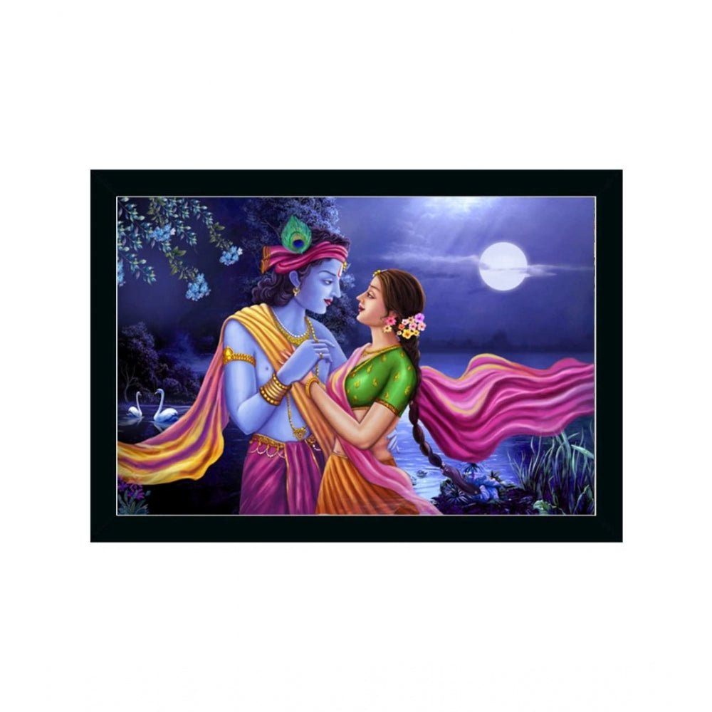 Radha Krishna Painting with Synthetic Photo Frame (Multicolor) - GillKart