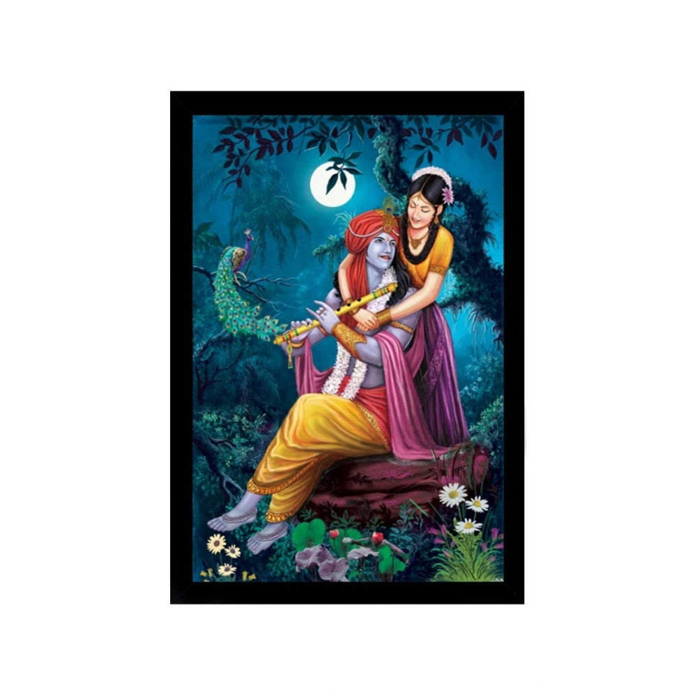 Radha Krishna Painting with Synthetic Photo Frame (Multicolor) - GillKart