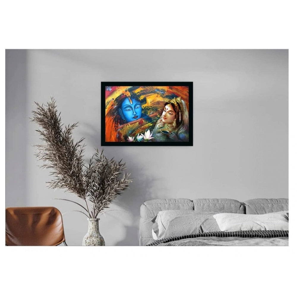 Radha Krishna Painting with Synthetic Photo Frame (Multicolor) - GillKart