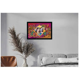 Beautiful Radha Krishna Vinyl Sparkle Coated with Synthetic Photo Frame (Multicolor) - GillKart