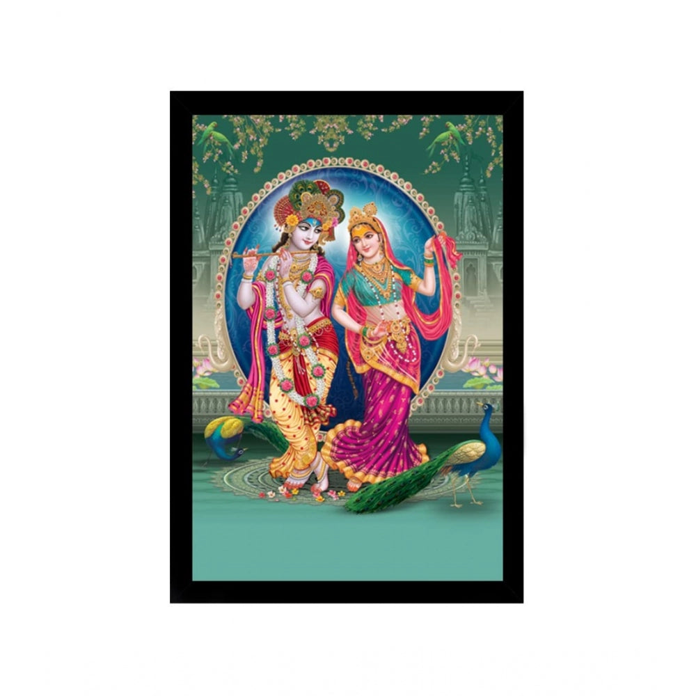 Radha Krishna Painting with Synthetic Photo Frame (Multicolor) - GillKart