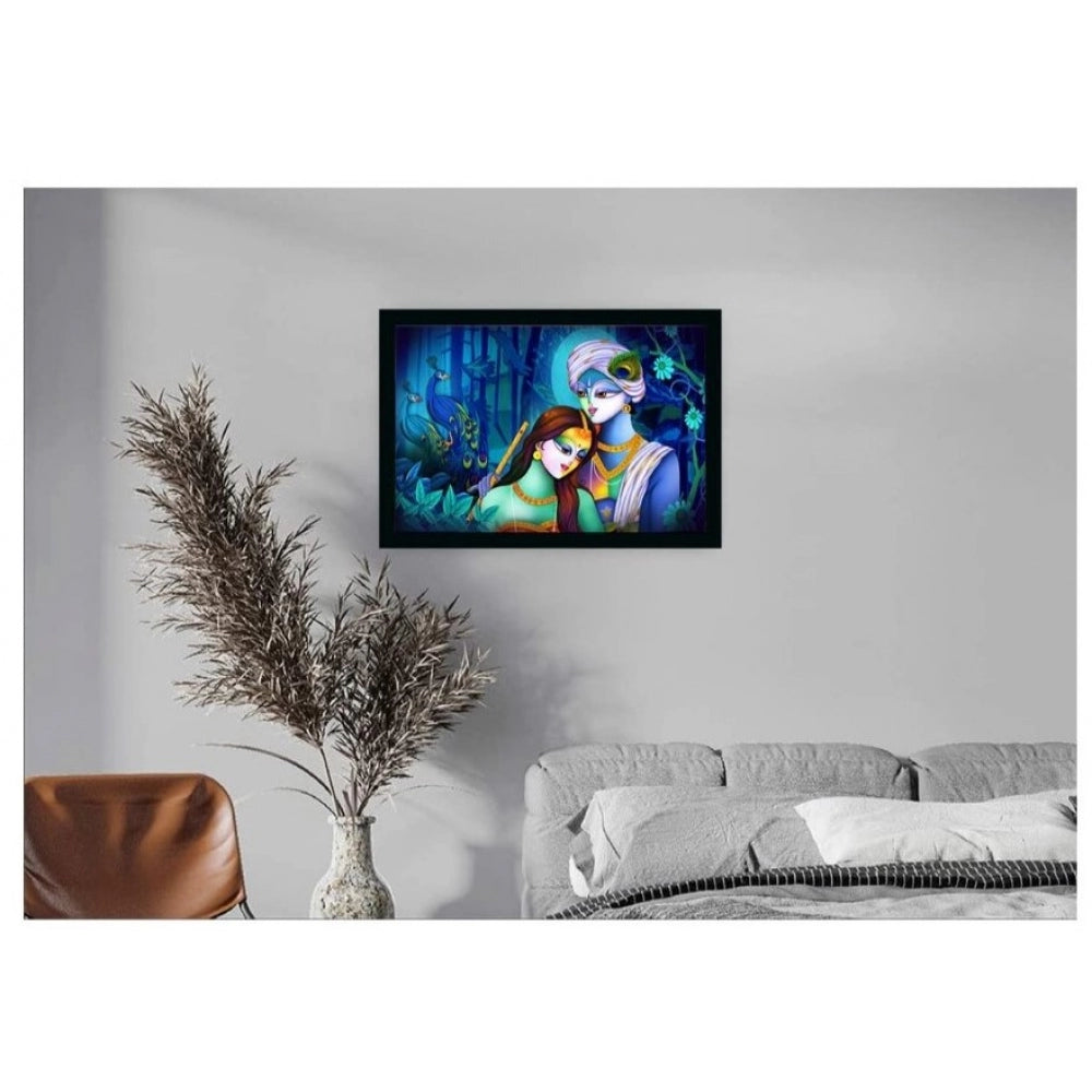 Radha Krishna Painting with Synthetic Photo Frame (Multicolor) - GillKart