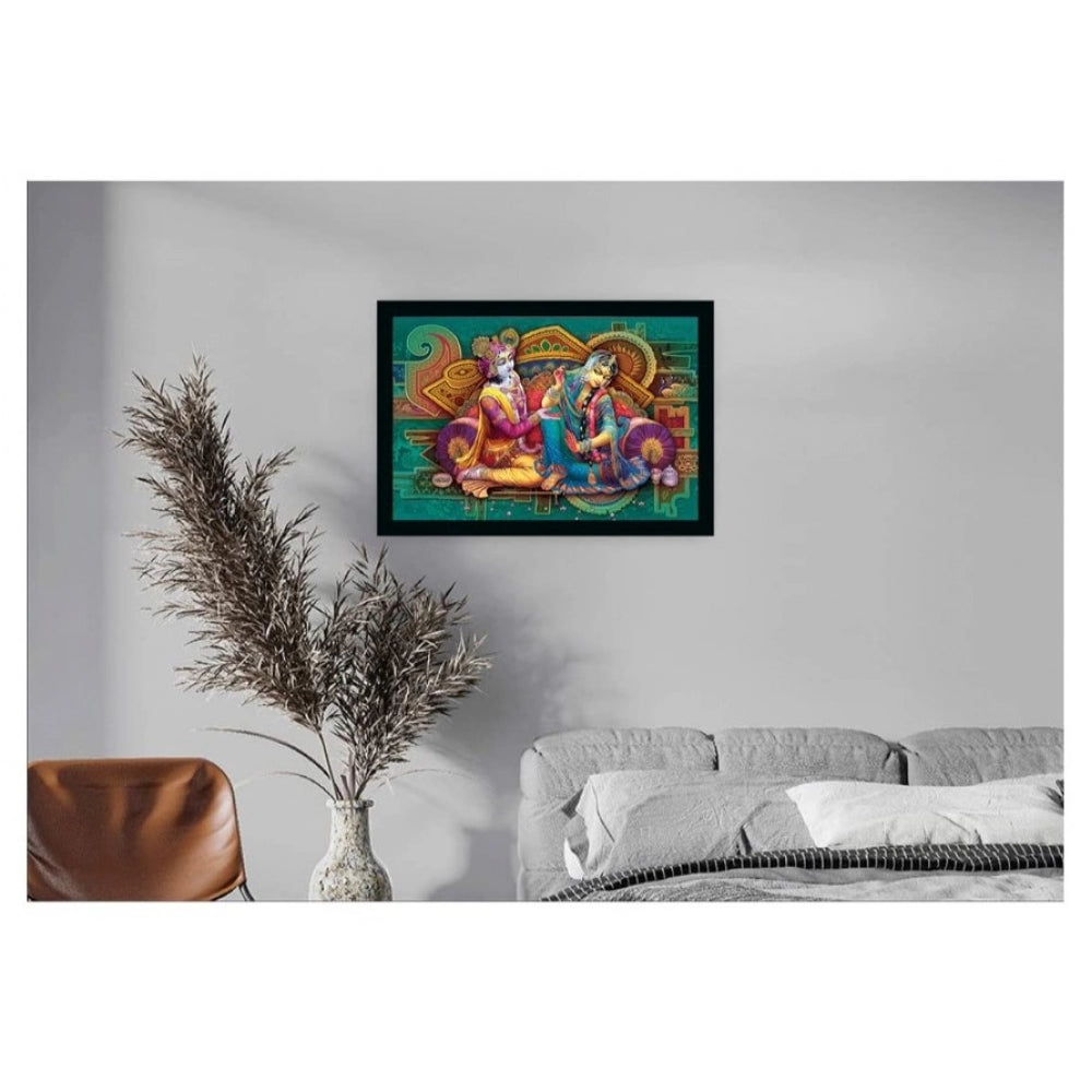 Radha Krishna Painting with Synthetic Photo Frame (Multicolor) - GillKart