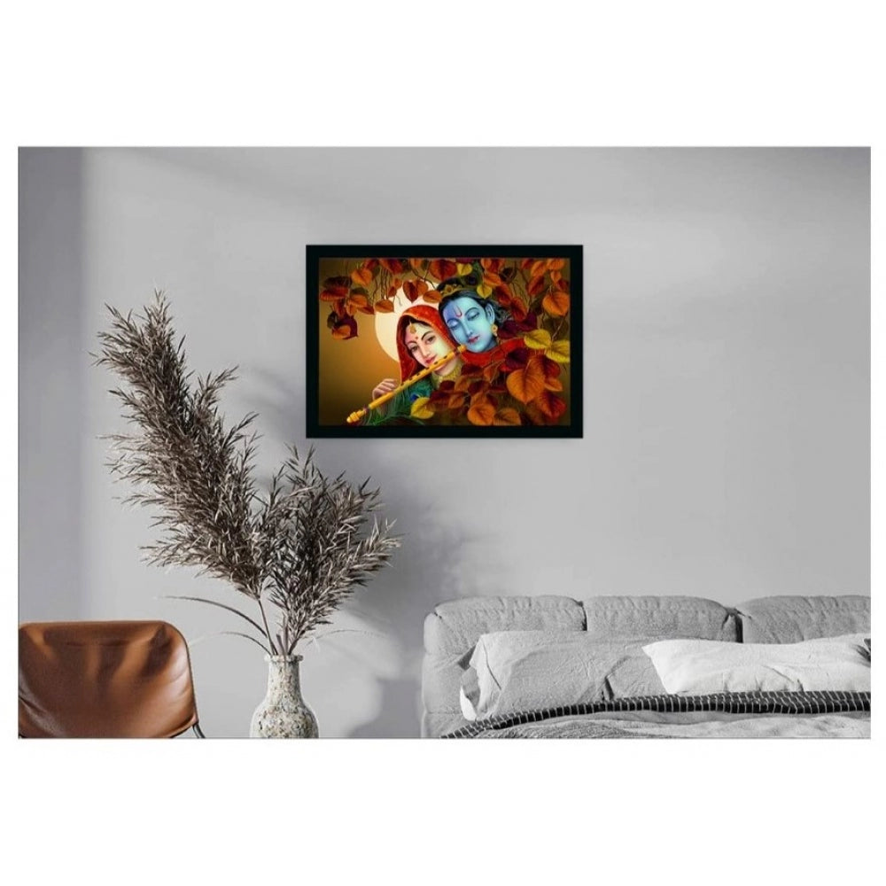 Radha Krishna Painting with Synthetic Photo Frame (Multicolor) - GillKart