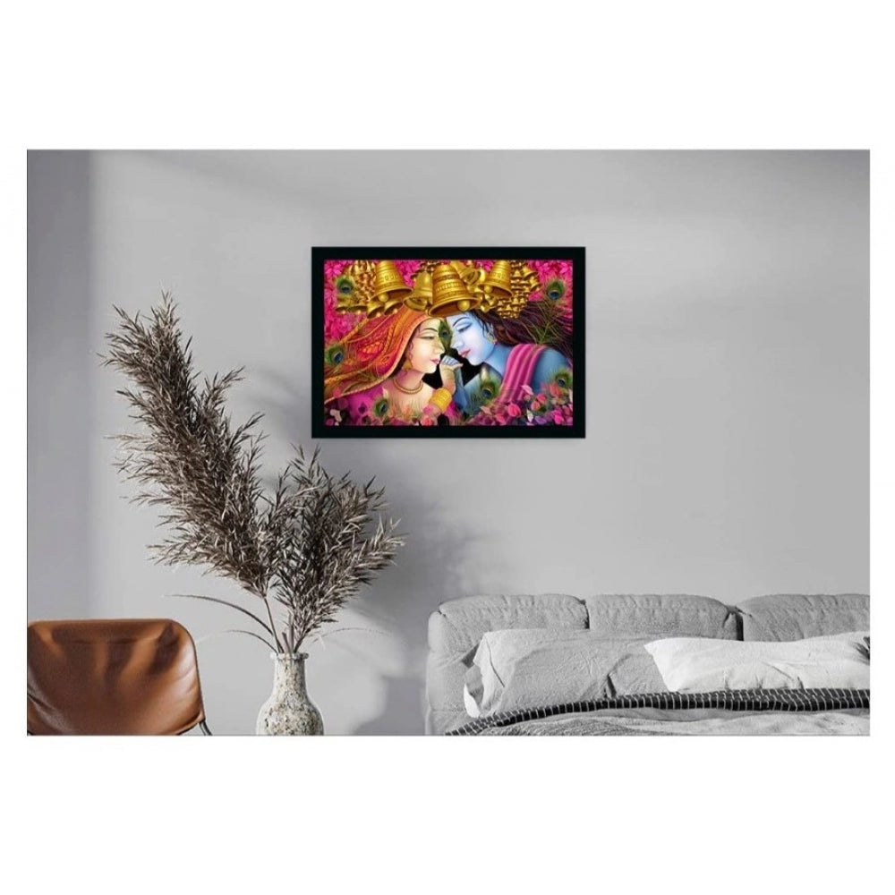 Radha Krishna Painting with Synthetic Photo Frame (Multicolor) - GillKart