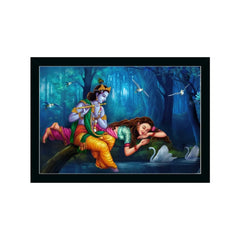 Radha Krishna Painting with Synthetic Photo Frame (Multicolor) - GillKart