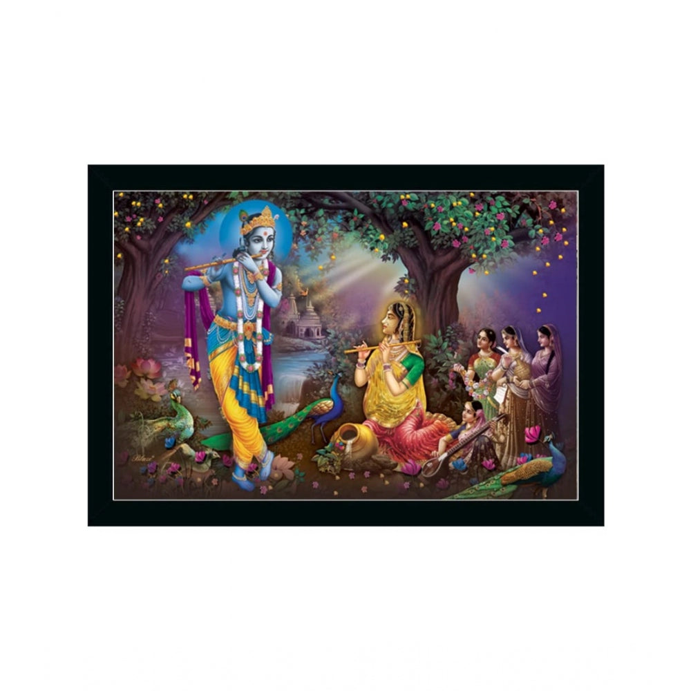 Radha Krishna Painting with Synthetic Photo Frame (Multicolor) - GillKart