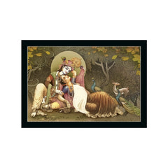 Radha Krishna Painting with Synthetic Photo Frame (Multicolor) - GillKart