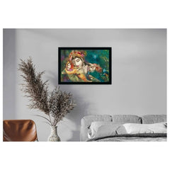 Radha Krishna Painting with Synthetic Photo Frame (Multicolor) - GillKart