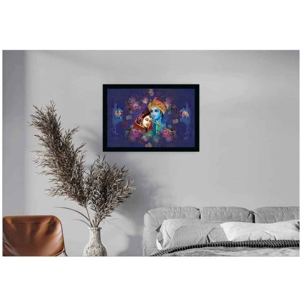 Radha Krishna Painting with Synthetic Photo Frame (Multicolor) - GillKart