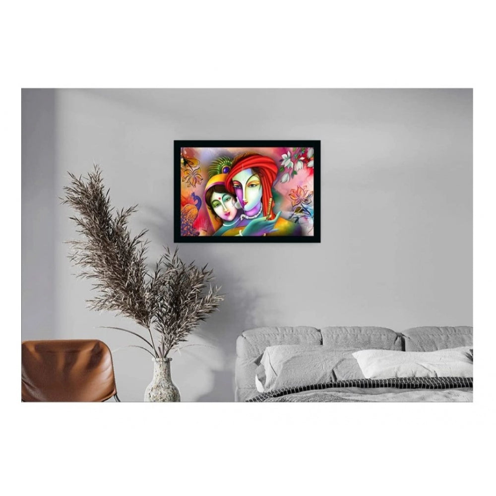 Radha Krishna Painting Vinyl Sparkle Coated with Synthetic Photo Frame (Multicolor) - GillKart