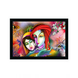 Radha Krishna Painting Vinyl Sparkle Coated with Synthetic Photo Frame (Multicolor) - GillKart