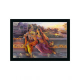 Radha Krishna Painting with Synthetic Photo Frame (Multicolor) - GillKart