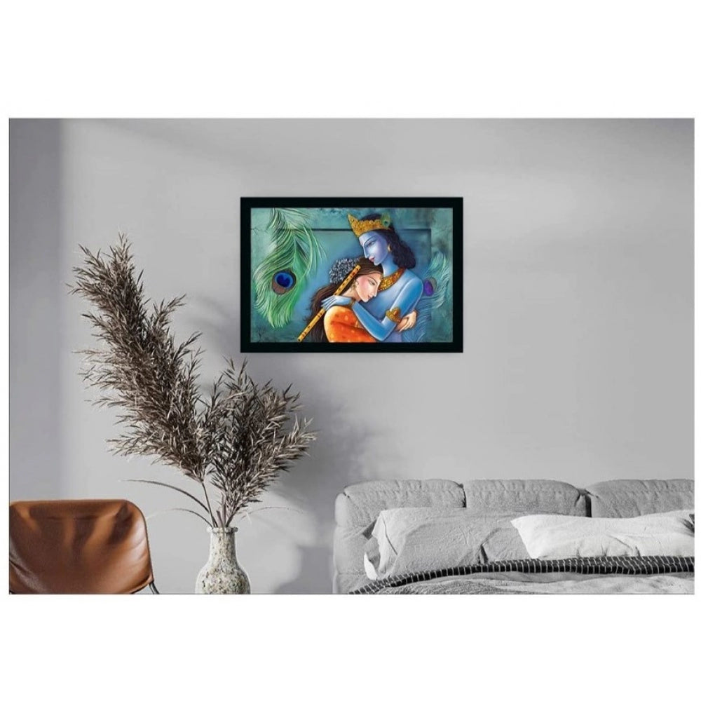 Radha Krishna Painting with Synthetic Photo Frame (Multicolor) - GillKart