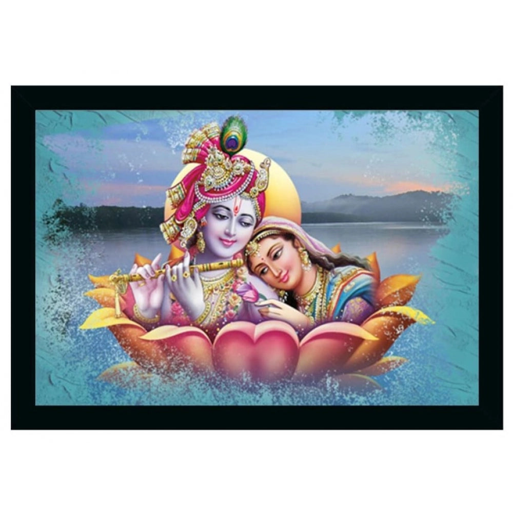 Radha Krishna Painting Vinyl Sparkle Coated with Synthetic Photo Frame (Multicolor) - GillKart