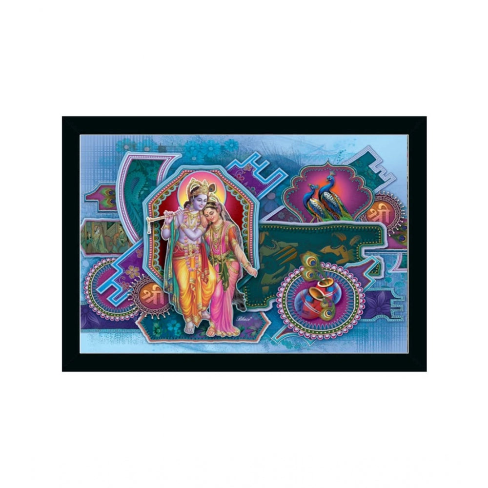 Radha Krishna Painting with Synthetic Photo Frame (Multicolor) - GillKart