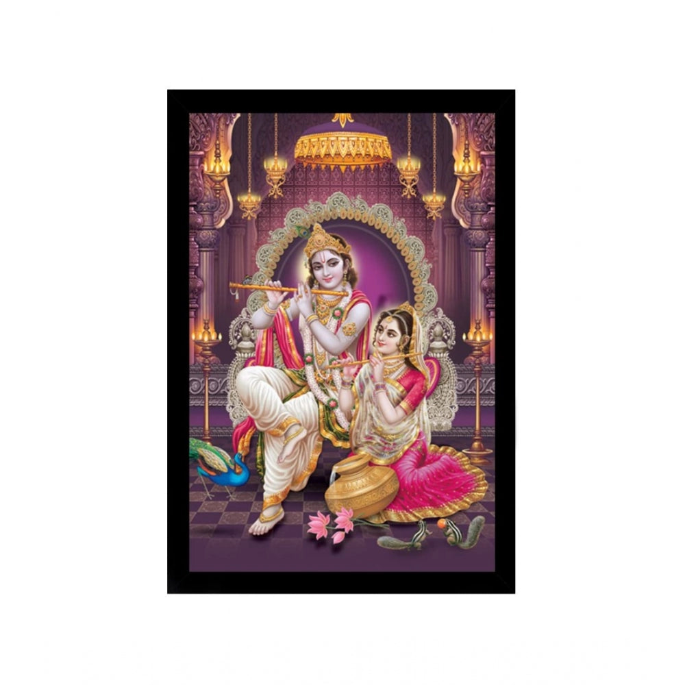 Radha Krishna Painting with Synthetic Photo Frame (Multicolor) - GillKart