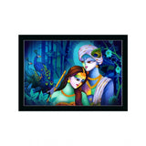 Radha Krishna Painting with Synthetic Photo Frame (Multicolor) - GillKart