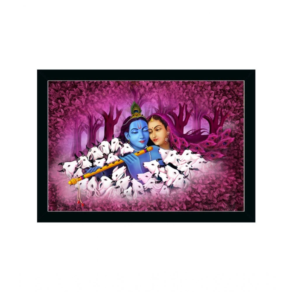 Radha Krishna Painting with Synthetic Photo Frame (Multicolor) - GillKart