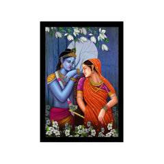 Radha Krishna Painting with Synthetic Photo Frame (Multicolor) - GillKart