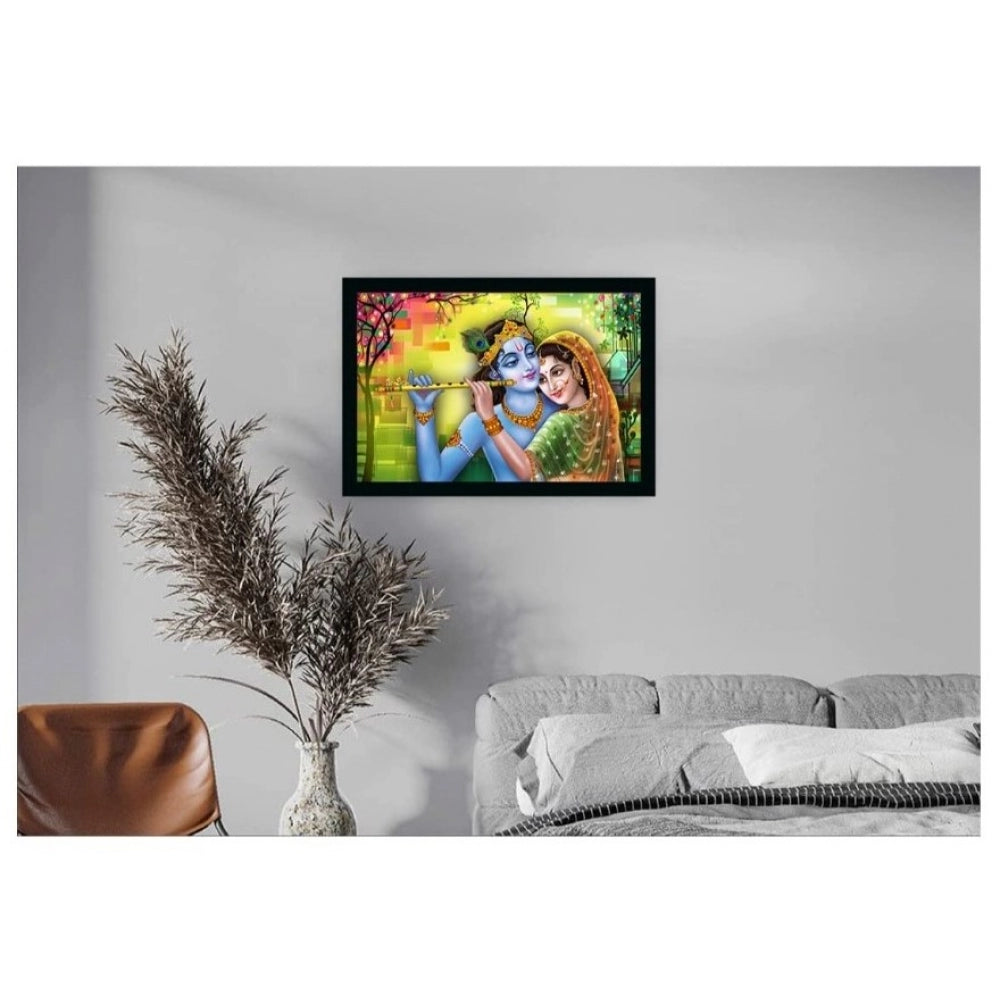 Radha Krishna Painting with Synthetic Photo Frame (Multicolor) - GillKart