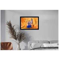 Radha Krishna Painting with Synthetic Photo Frame (Multicolor) - GillKart