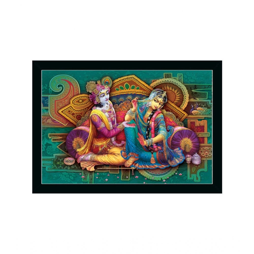 Radha Krishna Painting with Synthetic Photo Frame (Multicolor) - GillKart