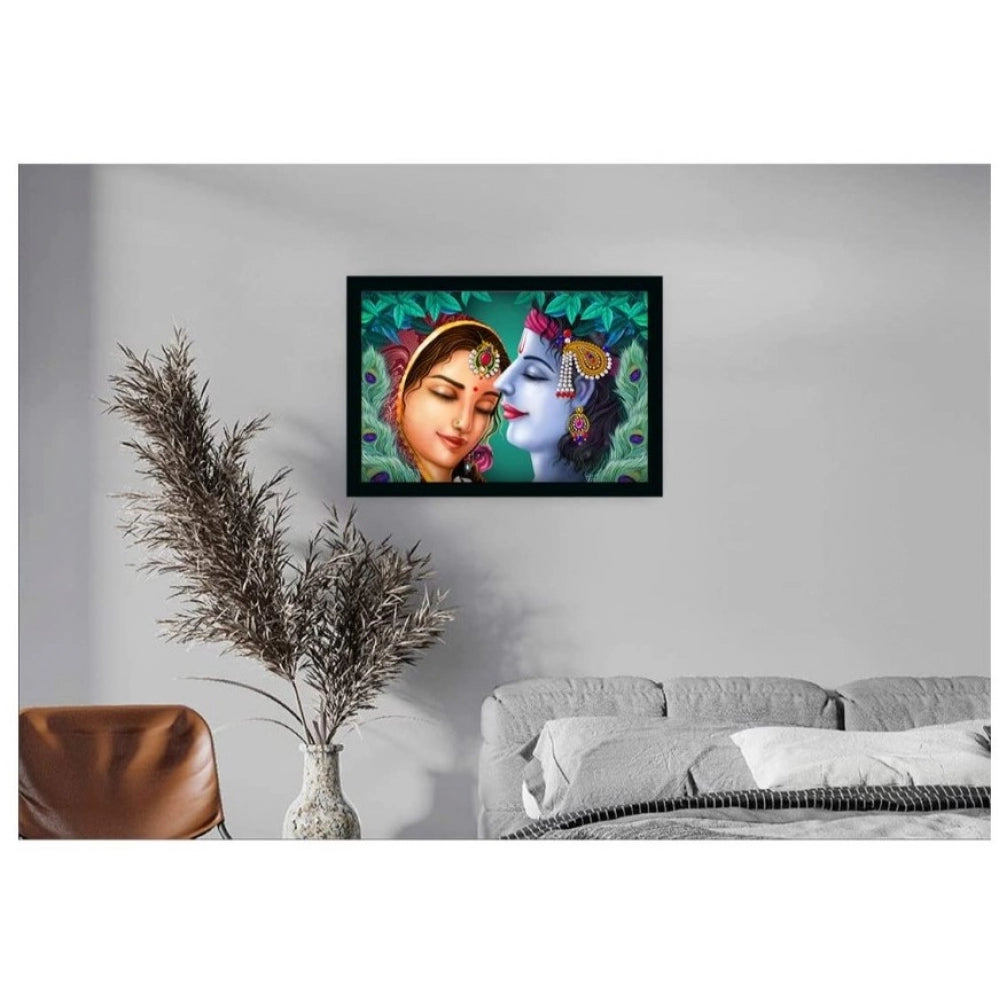 Beautiful Radha Krishna Vinyl Sparkle Coated with Synthetic Photo Frame (Multicolor) - GillKart