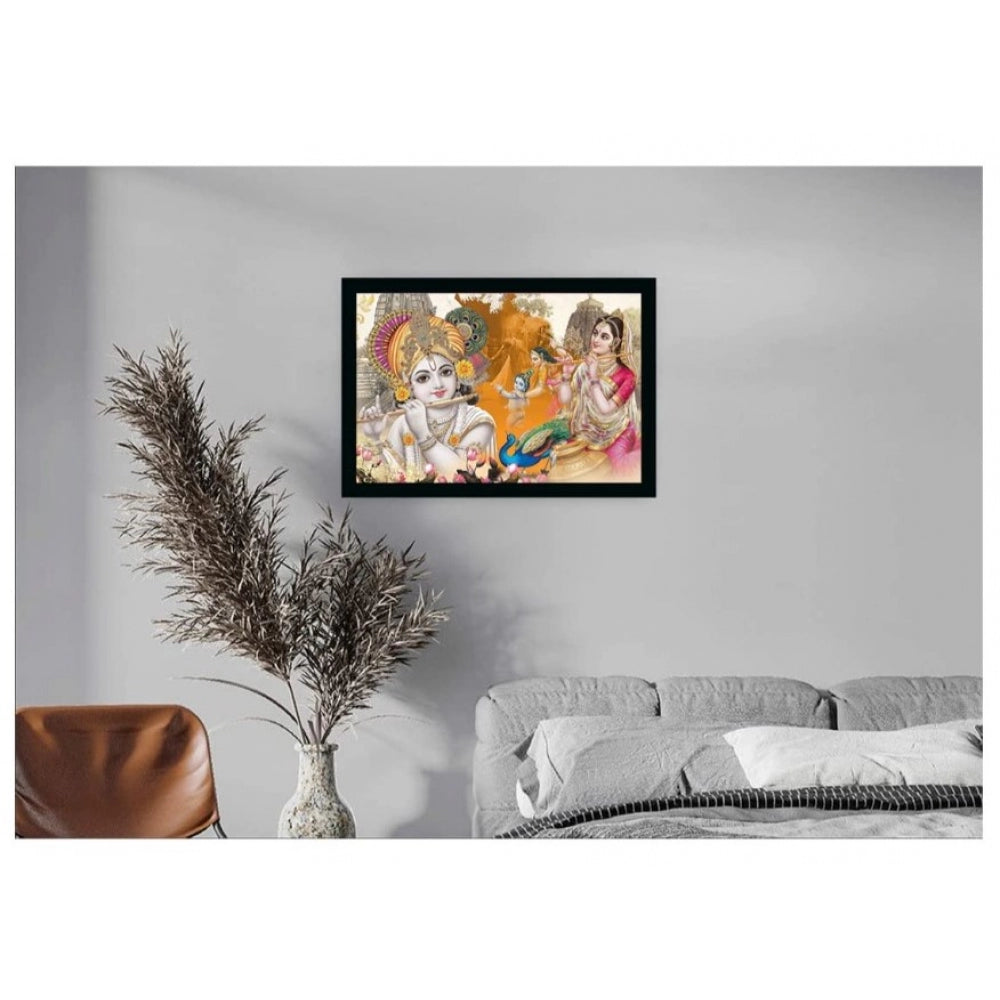 Radha Krishna Painting Vinyl Sparkle Coated with Synthetic Photo Frame (Multicolor) - GillKart