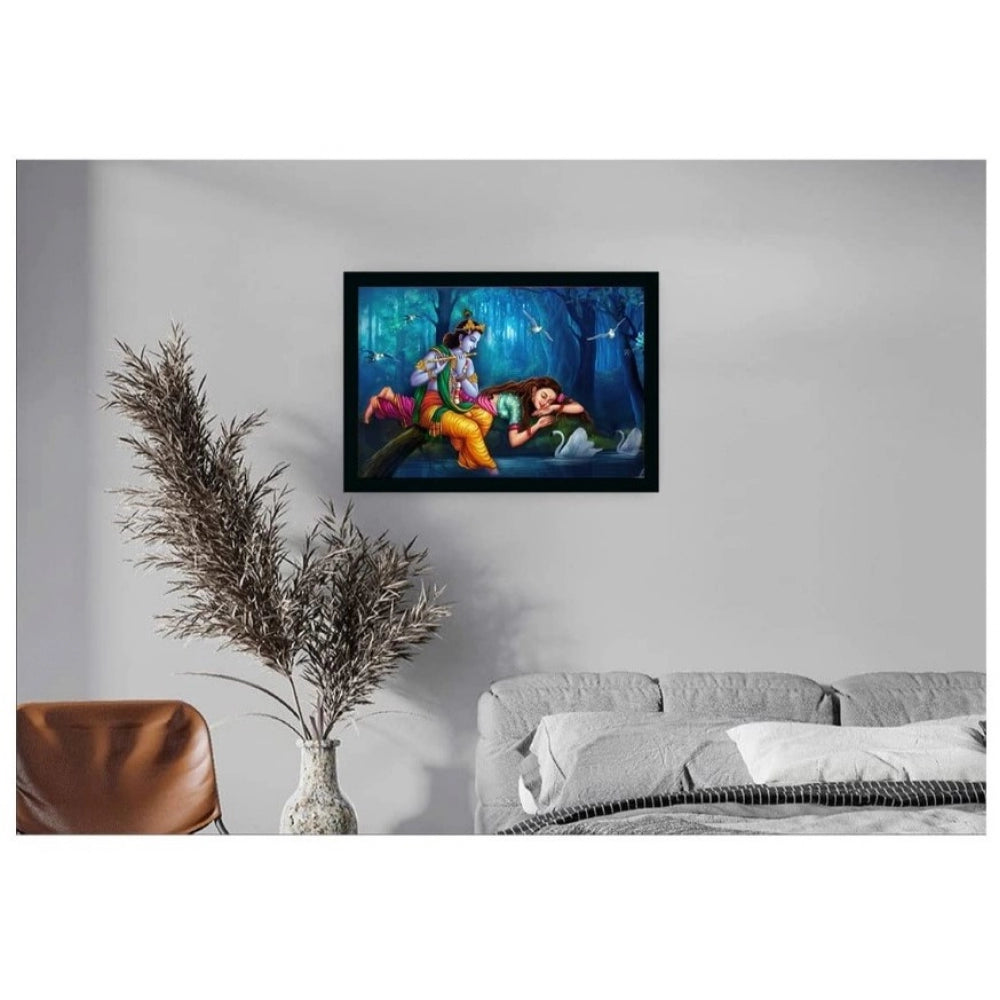 Radha Krishna Painting with Synthetic Photo Frame (Multicolor) - GillKart