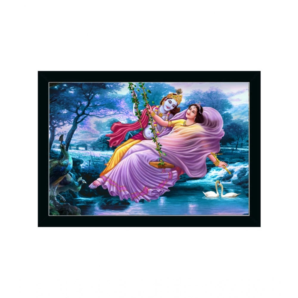 Radha Krishna Painting with Synthetic Photo Frame (Multicolor) - GillKart