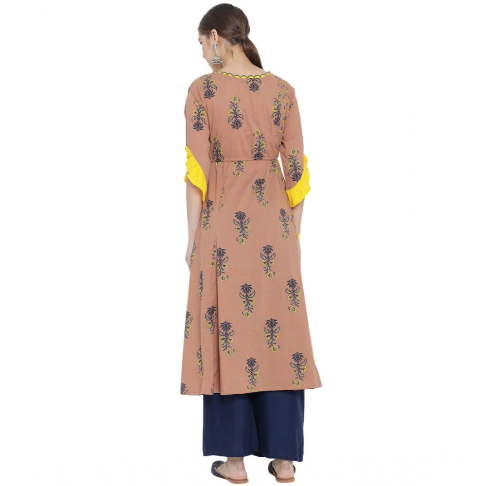 Women's Casual 3/4 th Sleeve Floral Printed Cotton Kurti (MultiColor) - GillKart