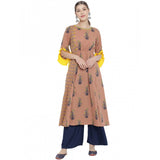 Women's Casual 3/4 th Sleeve Floral Printed Cotton Kurti (MultiColor) - GillKart