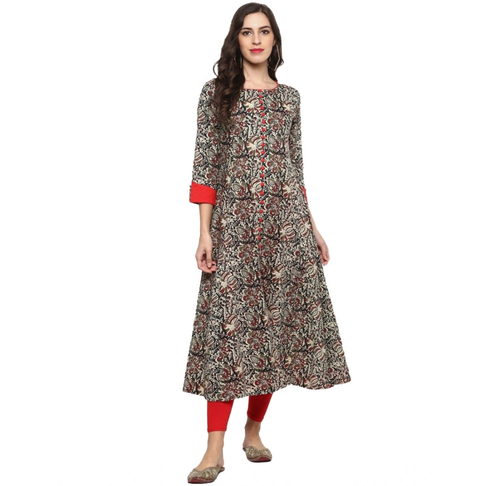 Women's Casual 3/4 th Sleeve Printed Cotton Kurti (MultiColor) - GillKart