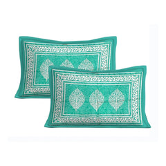 Cotton Printed Queen Size Bedsheet With 2 Pillow Covers (Sea Green, 90x100 Inch) - GillKart