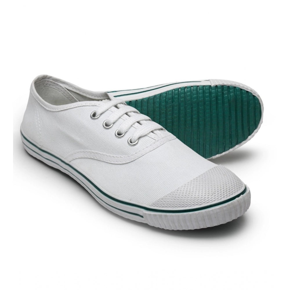 Unisex Cotton School Shoe Lace-Up (White) - GillKart