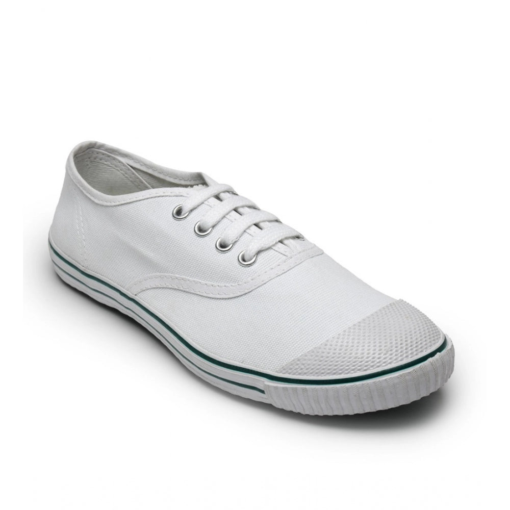 Unisex Cotton School Shoe Lace-Up (White) - GillKart