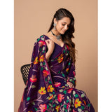 Gillkart Women's Cotton Printed Saree With Unstitched Blouse (Wine, 5-6 Mtrs) - GillKart