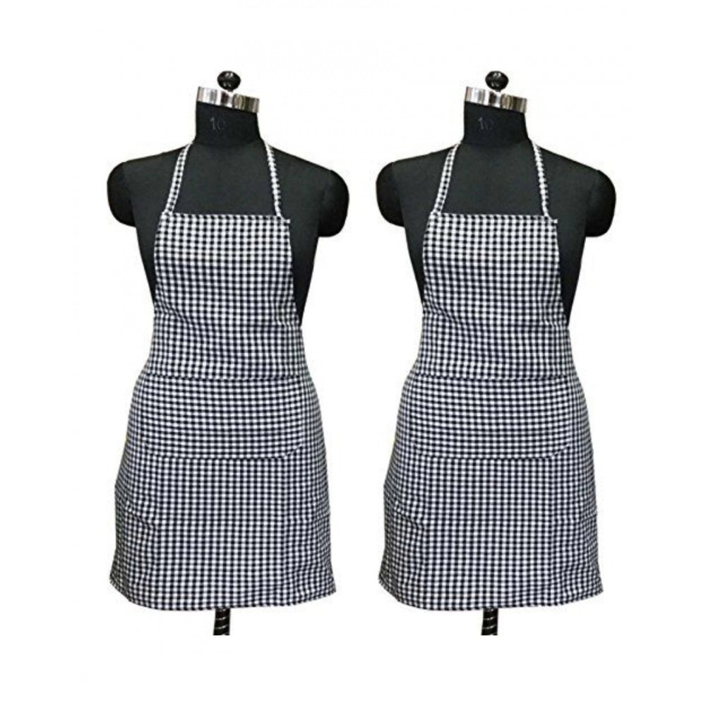 Checkered Cotton Apron Sets (Black) - GillKart