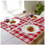 Checked Cotton Place Mats Sets (Red) - GillKart