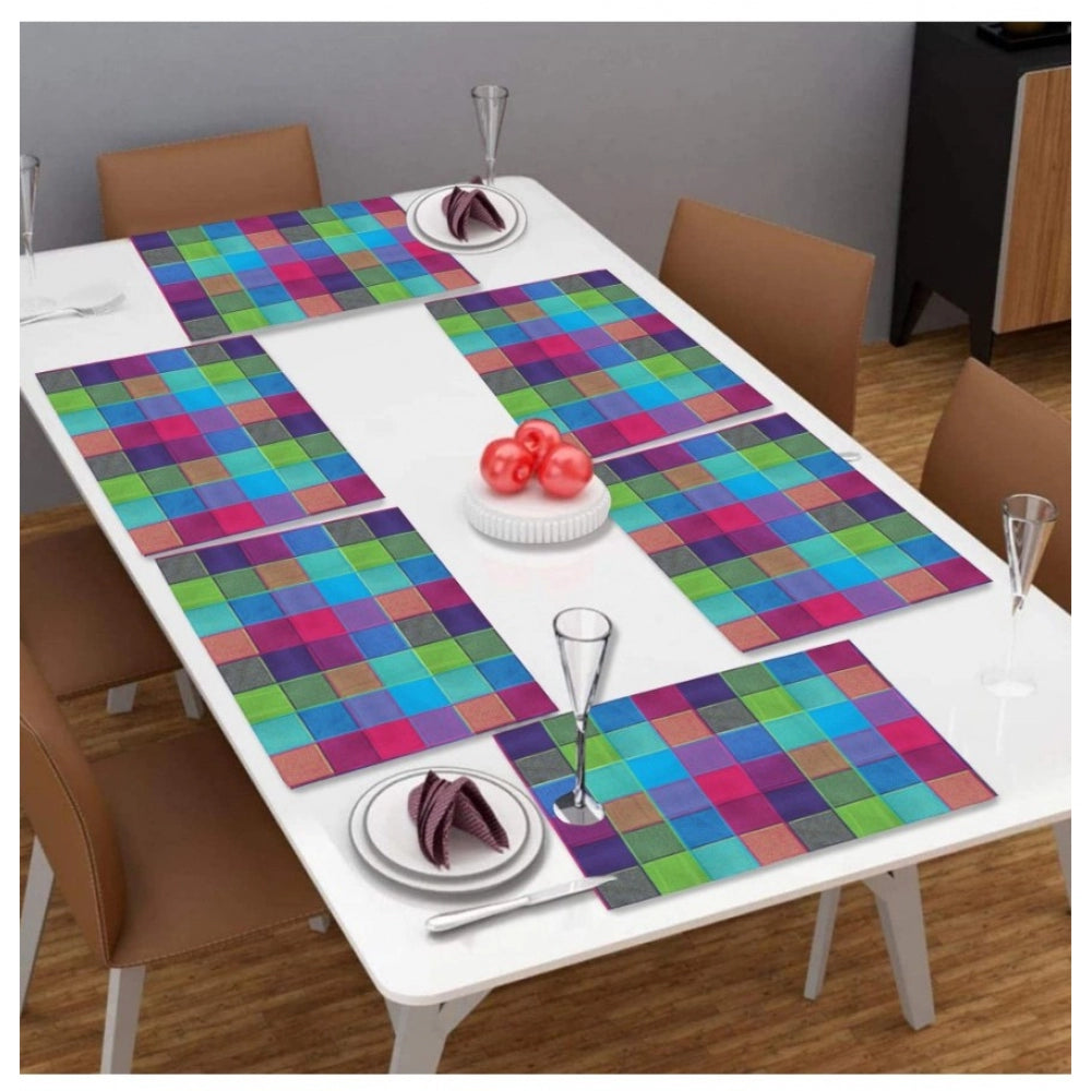 Checked Cotton Place Mats Sets (Multicolor) - GillKart