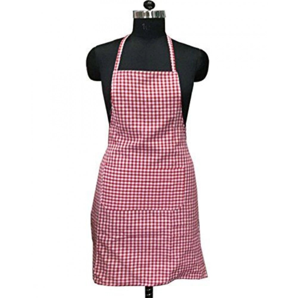 Checked Cotton Aprons (Red) - GillKart