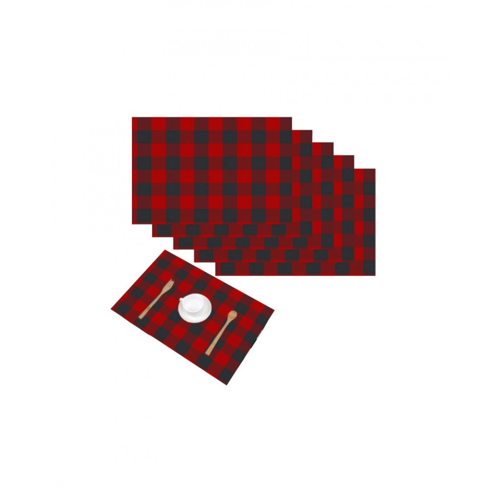 Checked Cotton Place Mats Sets (Red &amp; Black) - GillKart