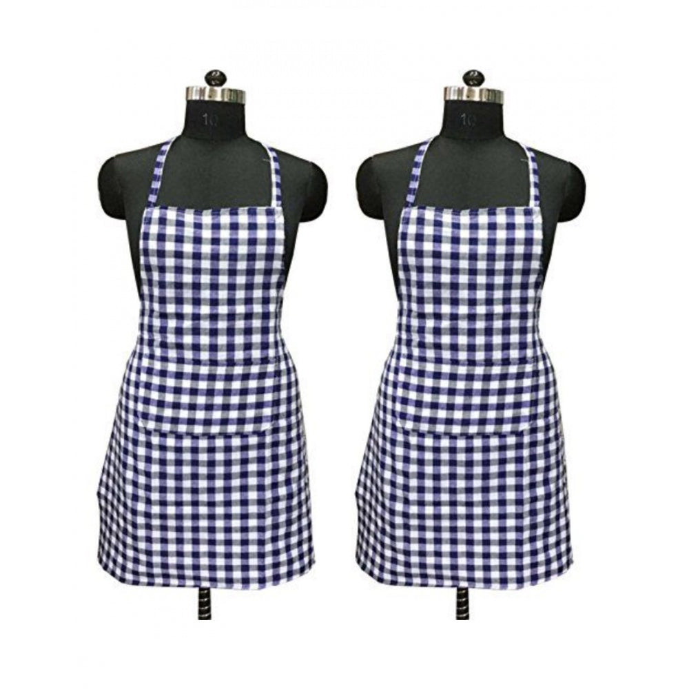 Checkered Cotton Apron Sets (Blue) - GillKart