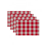 Checked Cotton Place Mats Sets (Red) - GillKart